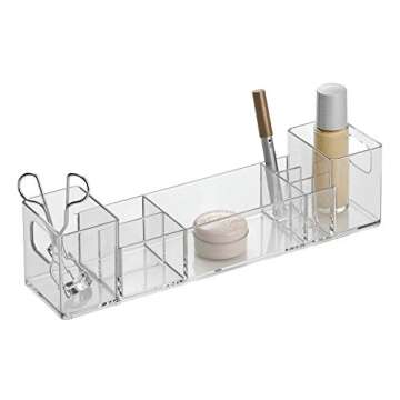 iDesign Clarity 12" Bathroom Vanity Countertop Multi Level Organizer for Cosmetics, Makeup, Vitamins, Medicine - Clear