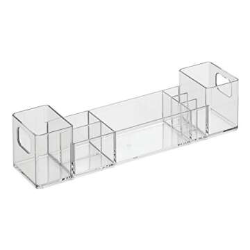 iDesign Clarity 12" Bathroom Vanity Countertop Multi Level Organizer for Cosmetics, Makeup, Vitamins, Medicine - Clear