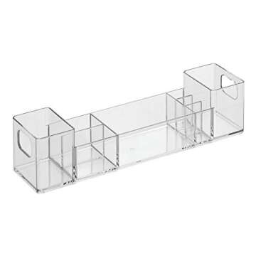 iDesign Clarity 12" Bathroom Vanity Countertop Multi Level Organizer for Cosmetics, Makeup, Vitamins, Medicine - Clear