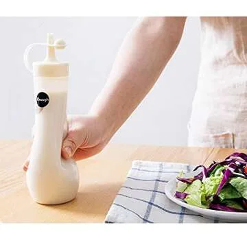 JapanBargain 3273, Set of 4 Japanese Plastic Squeeze Sauce Bottle Dispenser Salad Dressing Bottle Seasoning Container for Condiment Ketchup Honey Vinegar Mustard Jam, 12oz, Made in Japan