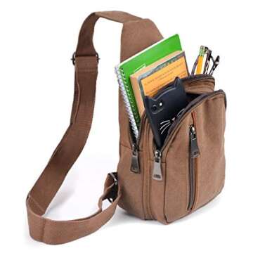 WESTEND Crossbody Canvas Sling Bag with Adjustable Strap-Travel Small Daypack