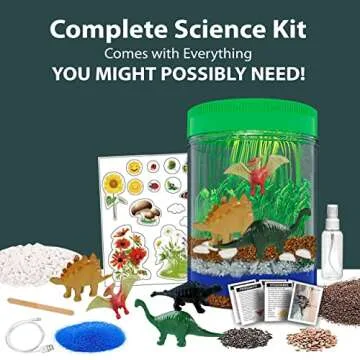 Light-Up Dinosaur Terrarium Kit - Birthday Gifts for Boys Ages 4 5 6 7 8-12 Year Old - STEM Science Kits - Arts & Crafts Educational DIY Kids Toys for Boys & Girls - Toys & Activities Kits Presents