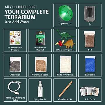 Light-Up Dinosaur Terrarium Kit - Birthday Gifts for Boys Ages 4 5 6 7 8-12 Year Old - STEM Science Kits - Arts & Crafts Educational DIY Kids Toys for Boys & Girls - Toys & Activities Kits Presents