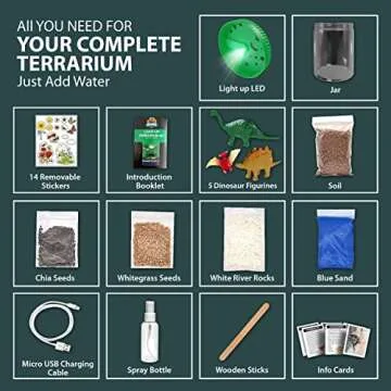 Light-Up Dinosaur Terrarium Kit - Birthday Gifts for Boys Ages 4 5 6 7 8-12 Year Old - STEM Science Kits - Arts & Crafts Educational DIY Kids Toys for Boys & Girls - Toys & Activities Kits Presents