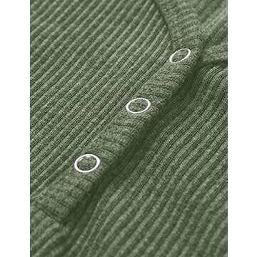 MEROKEETY Women's Short Sleeve V Neck Ribbed Knit Button T Shirts Henley Solid Color Summer Tops, Green, M