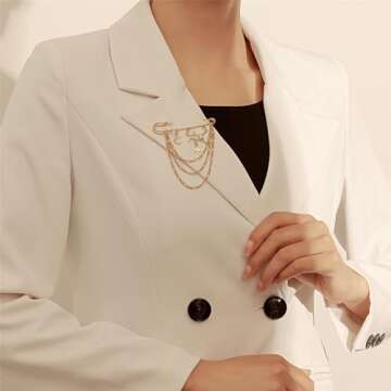 Punk Gold Silver Star Moon Tassel Brooch for Women