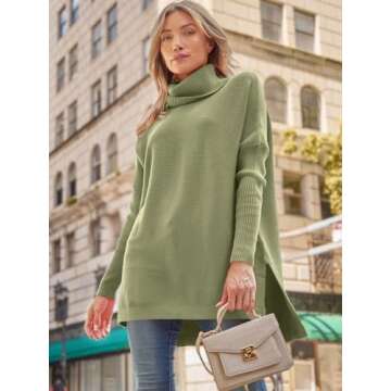 Stylish LILLUSORY Oversized Turtleneck Pullover Sweater