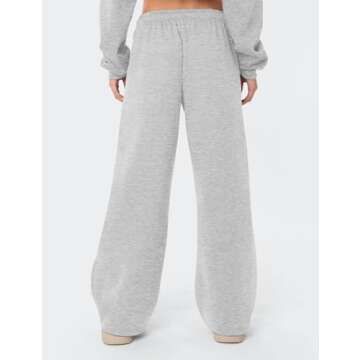 HeSaYep Women's Fleece Lined Sweatpants Wide Leg Baggy High Waisted Sweat Pants Drawstring Lounge Tr...