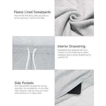 HeSaYep Women's Fleece Lined Sweatpants Wide Leg Baggy High Waisted Sweat Pants Drawstring Lounge Trousers Y2K Straight Leg Sherpa Pants Grey M