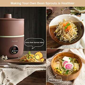 Bear Bean Sprouts Machine, Automatic Bean Sprouts Maker, Purple Clay Seed Sprouting Kit with Germina...