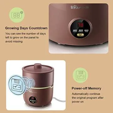 Bear Bean Sprouts Machine, Automatic Bean Sprouts Maker, Purple Clay Seed Sprouting Kit with Germination Container, Automatic Watering DYJ-B01C1，120V，20W