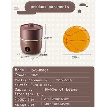 Bear Bean Sprouts Machine, Automatic Bean Sprouts Maker, Purple Clay Seed Sprouting Kit with Germination Container, Automatic Watering DYJ-B01C1，120V，20W