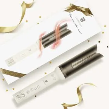 Rotating Curling Iron Hair Curler: Anti-Scald Automatic Curling Wand 1.25 Inch Adjustable 3 Gears Heating Temperatures Fast Heating Hot Tools Auto Shut-Off for Hair Styling Curls Waver (White)