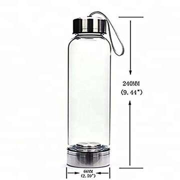 SeaHome Crystal Glass Water Bottle, Water Bottle with Gemstone Center Crystal Elixir Bottle with Natural Crystal Point Healing Obelisk Wand Energy Cup (dreamy amethyst)