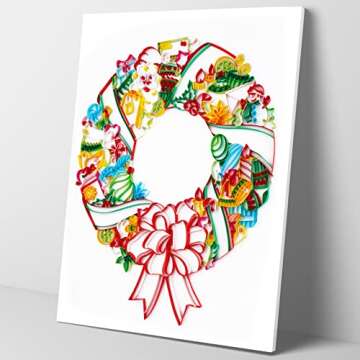 Uniquilling Christmas Quilling Paper Filigree Kits Adults Beginner, 16 * 20-inch Christmas Wreath, Best Gifts for Quilling Pattern Kit DIY Wall Art Decor Craft Painting Kits Tools(Basic)
