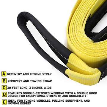 SmittyBilt TOW STRAP 3IN X 30FT Perfect for Towing
