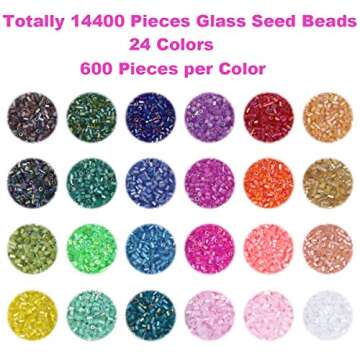 EuTengHao 14400pcs Tube Beads Bugle Glass Seed Beads Small Craft Spacer Beads for DIY Bracelet Neckl...