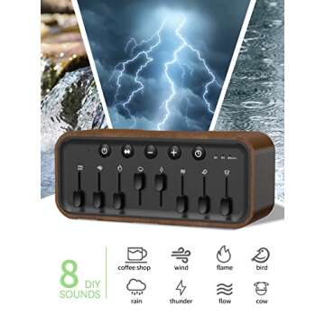 SERENLUX White Noise Sound Machine with Customizable DIY Sound Mixer, Sleep Timer, Adjustable Volume, Built-in Soothing Night Sounds, Natural Sound Therapy for Adults Kids Baby Sleeping Meditation