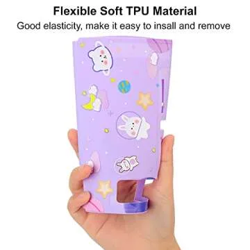 Tscope Cute Protective Cover for Nintendo Switch, Dockable Soft Shell Shockproof Case Joy Con Skin with Space Bunny Pattern, & Thumb Caps, Anti-Scratch