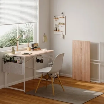 JSB 39.4" Folding Desk for Small Spaces with Storage