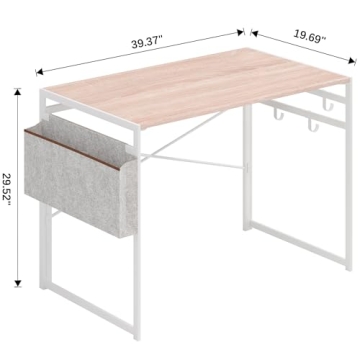 JSB 39.4" Folding Desk for Small Spaces with Storage