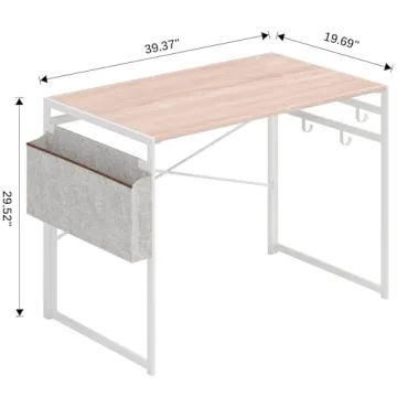 JSB 39.4" Folding Desk for Small Spaces with Storage