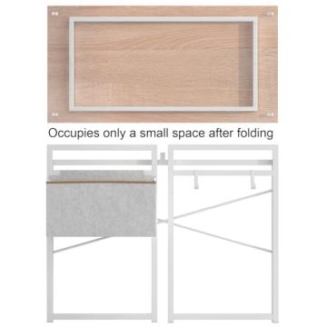 JSB 39.4" Folding Desk for Small Spaces with Storage