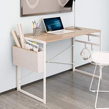JSB 39.4" Folding Desk for Small Spaces with Storage