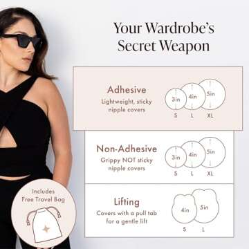 Bare Babe Reusable Silicone Nipple Covers - Waterproof, Nude, 4 Shades - Sticky Breast Stickers for Strapless Dress