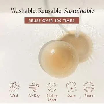 Bare Babe Reusable Silicone Nipple Covers - Waterproof, Nude, 4 Shades - Sticky Breast Stickers for Strapless Dress