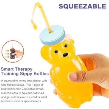 Honey Bear Straw Cups for Babies, 8oz Leak-Proof Cup