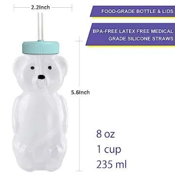 Honey Bear Straw Cups for Babies, 8oz Leak-Proof Cup