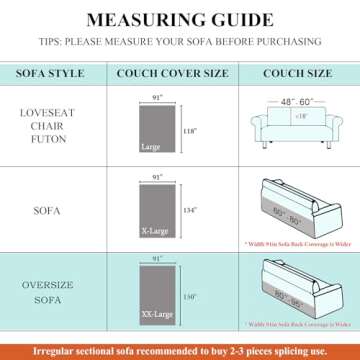 STACYPIK Boho Khaki White Cream Sofa Cover for Sofas Chenille Triangle Couch Cover Reversible Furniture Covers for 3-4 Cushion Couch L Shaped Couch Cover for Dogs Cats Non-Silp Loveseat Cover-91X150IN