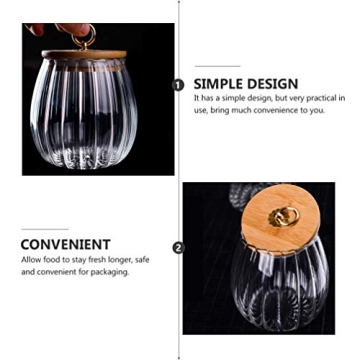 ABOOFAN Glass Canister Sealing Food Storage Jar with Wood Lid Pumpkin Shaped Honey Tea Milk Powder Coffee Beans Candy Storage for Home Kitchen Grain Storage