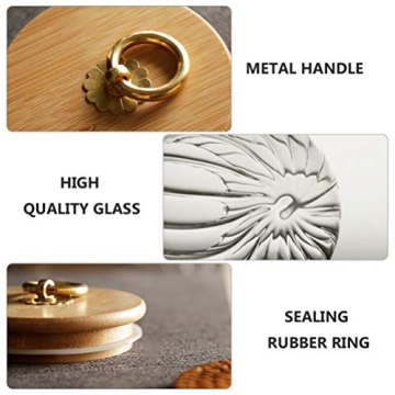 ABOOFAN Glass Canister Sealing Food Storage Jar with Wood Lid Pumpkin Shaped Honey Tea Milk Powder Coffee Beans Candy Storage for Home Kitchen Grain Storage