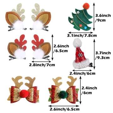 NBjiuyin 8Pcs Christmas Hair Clips Cute Decorative Christmas Hair Accessories Antlers Headdress Hair...