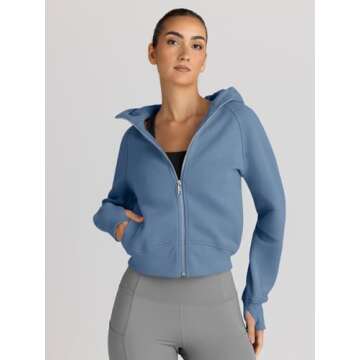 Trendy Queen Womens Zip Up Hoodies Jackets Cropped Sweatshirts Fleece Fall Outfits Casual Comfy Y2k ...