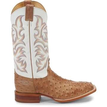 Justin Men's Pascoe Antique Tan Ostrich Boots - 10 D