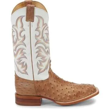 Justin Men's Pascoe Antique Tan Ostrich Boots - 10 D