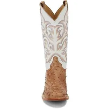 Justin Men's Pascoe Antique Tan Ostrich Boots - 10 D