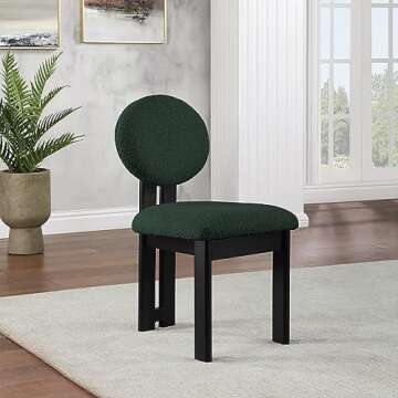 Meridian Napa Mid-Century Modern Green Boucle Dining Chairs Set of 2