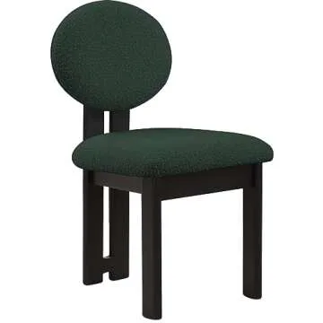 Stylish Green Boucle Dining Chairs - Set of 2