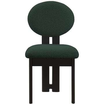 Stylish Green Boucle Dining Chairs - Set of 2