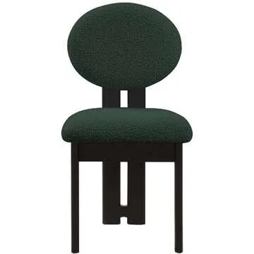 Stylish Green Boucle Dining Chairs - Set of 2
