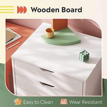 DEVAISE 5-Drawer Chest, Wood Storage file Cabinet with Wheels, White