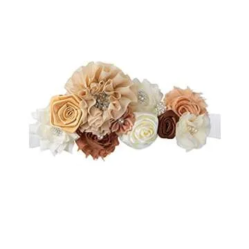 KIM S Winter Maternity Dress Photoshoot Baby Shower Photoshoot Christmas Maxi Shoot Pregnancy Clothes for Mommy to Be 2025 (Beige L)