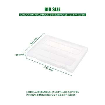 Denkee 4 Pack A4 Paper Storage, Plastic Scrapbook Paper Storage Containers for Craft Paper Storage, Portable Board Game Storage for Art Supplies 8.5" x 11" Letter Paper