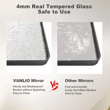 VANLIO 40x36 Inch Black Framed Bathroom Mirror for Wall, Black Metal Framed Mirror, Rounded Rectangle Bathroom Vanity Mirror, Anti-Rust, Shatterproof (Horizontal/Vertical)