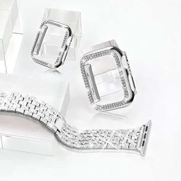 Bekomo Compatible for Apple Watch Ultra Band 49mm 46mm 45mm 41mm 38mm 40mm 42mm 44mm with 2 Pack Bling Crystal Diamonds Case Cover, iwatch SE Series Ultra 2 10/9/8/7/6/5/4/3/2/1 Bands for Women