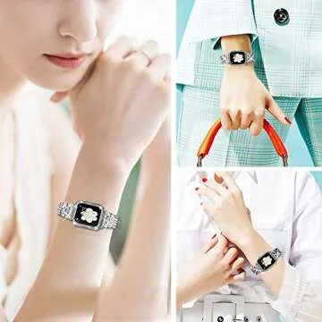 Bekomo Compatible for Apple Watch Ultra Band 49mm 46mm 45mm 41mm 38mm 40mm 42mm 44mm with 2 Pack Bling Crystal Diamonds Case Cover, iwatch SE Series Ultra 2 10/9/8/7/6/5/4/3/2/1 Bands for Women